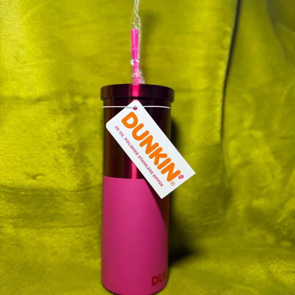 Dunkin Donuts 20oz Polished Stainless Steel Tumbler In Pink